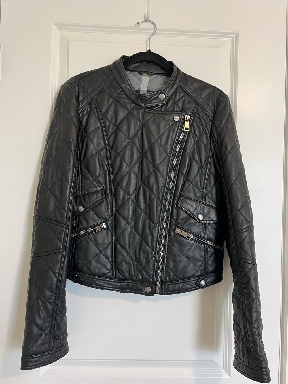 Burberry Black Quilted Leather Moto Jacket